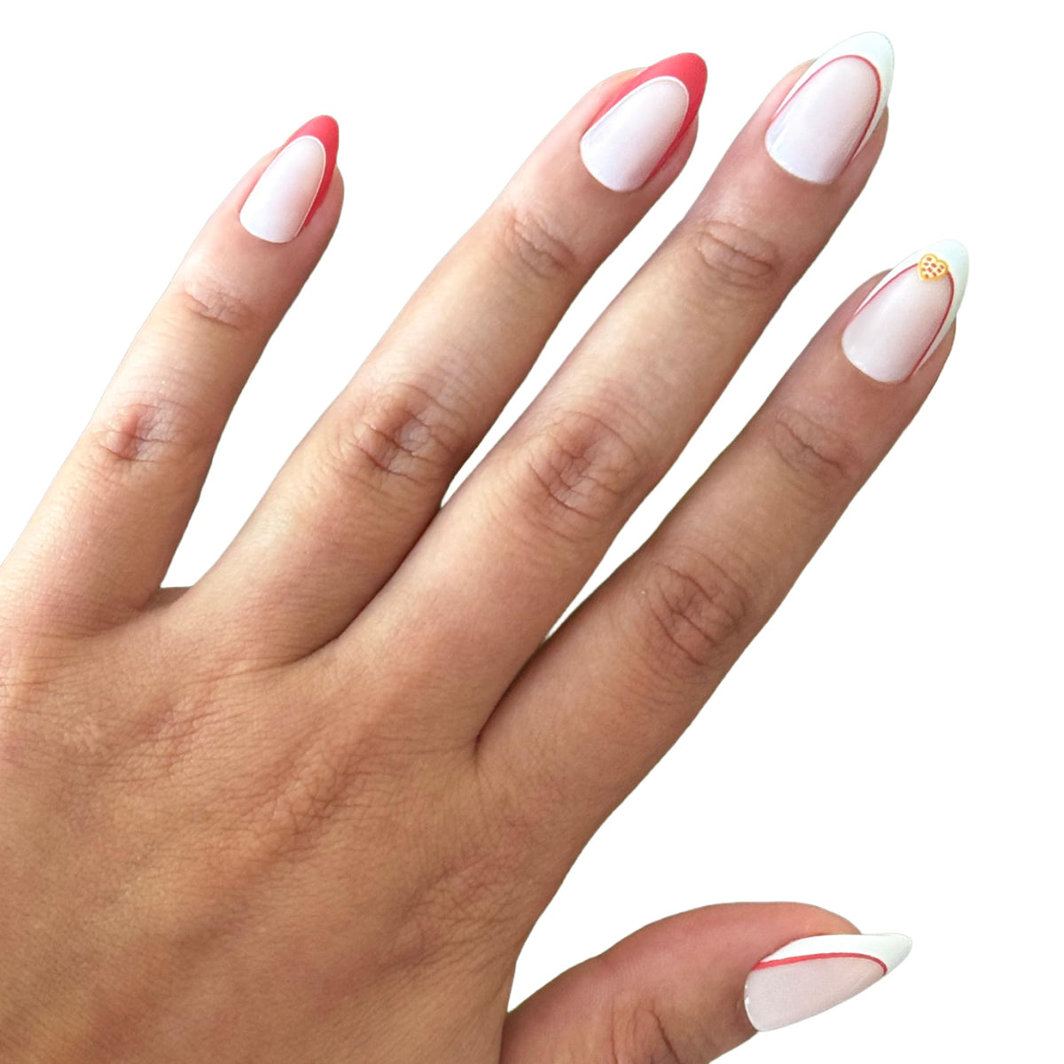 Olive & June Instant Mani Press-On Nails I Heart Pizza French box front view