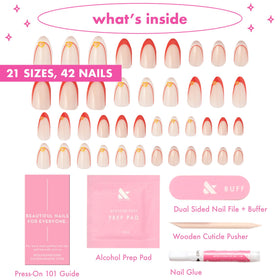 Olive & June Instant Mani Press-On Nails I Heart Pizza French in hand
