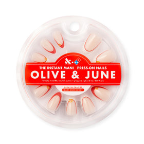 Olive & June Instant Mani Press-On Nails I Heart Pizza French inside contents