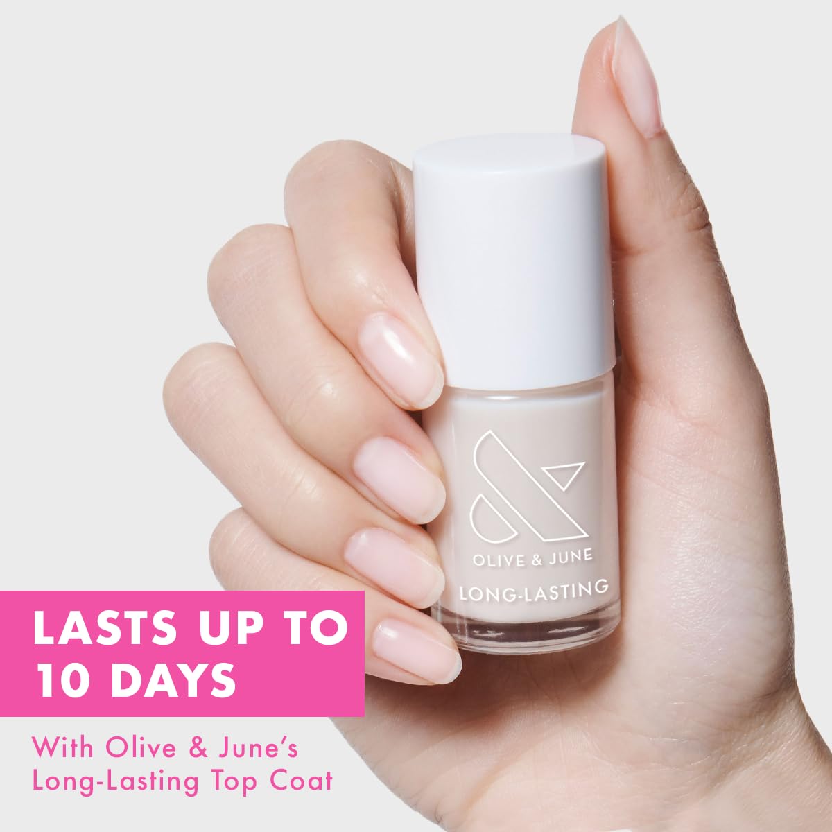 Olive & June Long Lasting Nail Polish BEB wide fan brush close-up