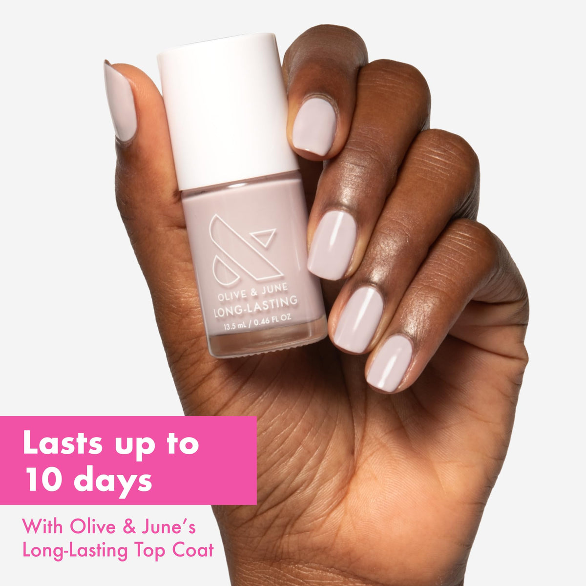 Olive & June Long Lasting Nail Polish Extra Marshmallows wide fan brush