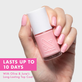 Olive & June Long Lasting Nail Polish Saltwater Taffy wide fan brush