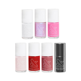 Olive & June Long Lasting Nail Polish Set featuring 6 shades and top coat