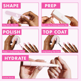 Olive & June nail polish application with round brush