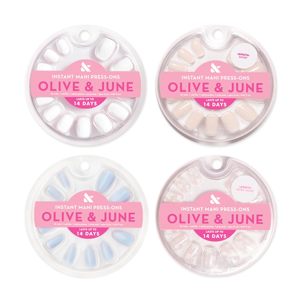 Olive & June Press-On Nails Kit front view with four styles