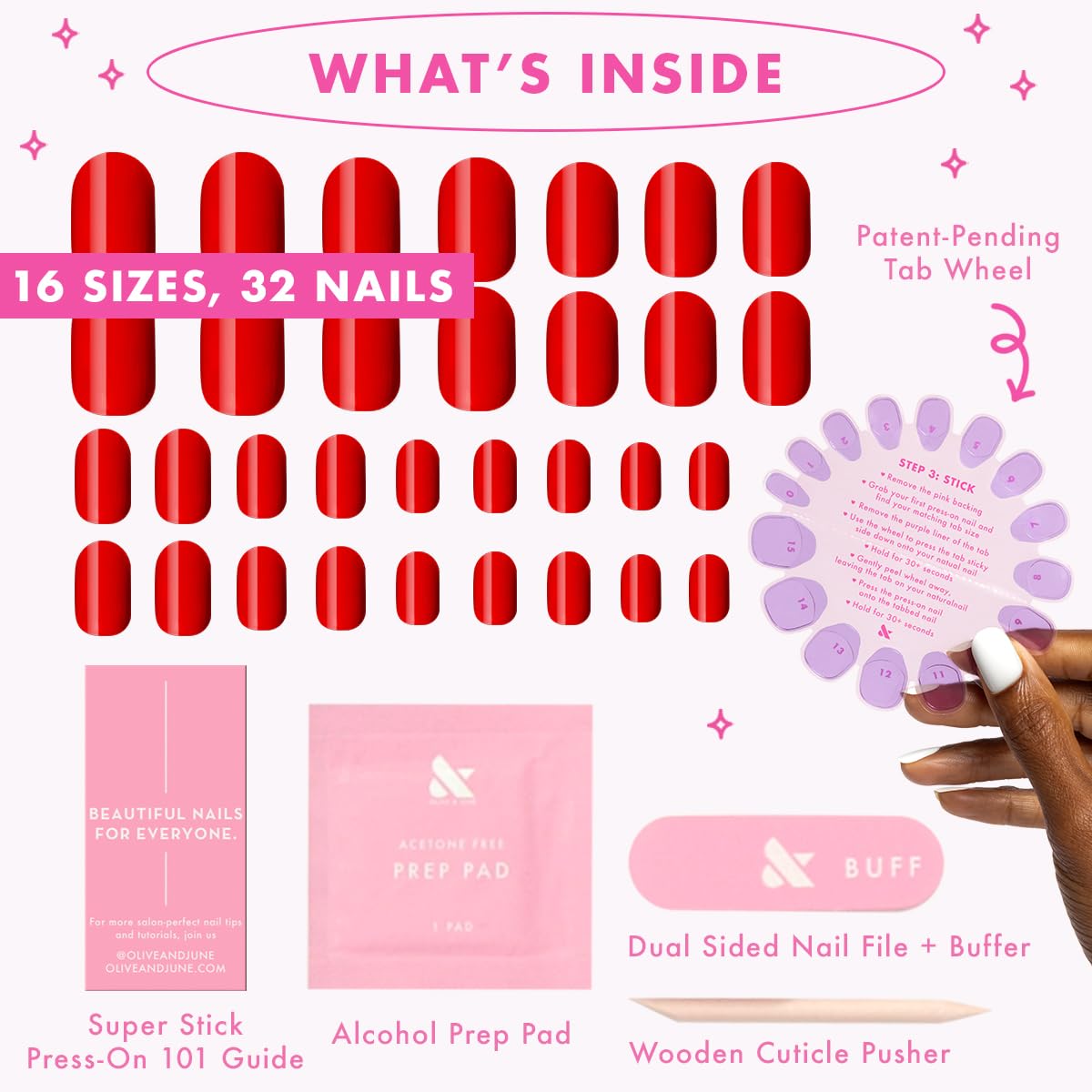 Olive & June Super Stick Press-On Nails Lollipop application process