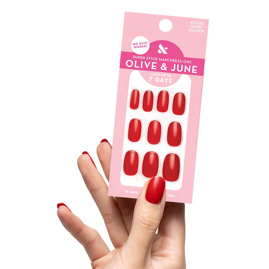 Olive & June Super Stick Press-On Nails Lollipop front view
