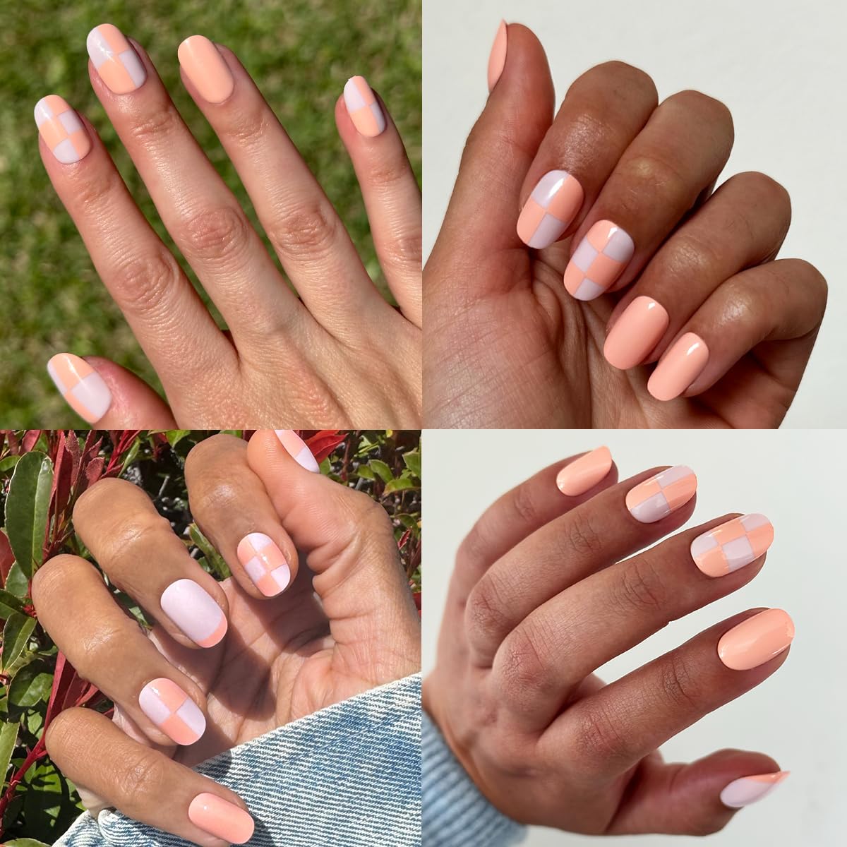Olive & June Super Stick Press-On Nails Sherbert Checker Party side view