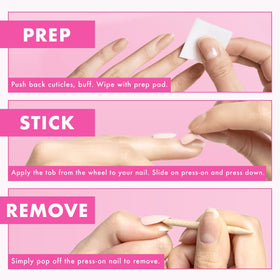 Olive & June Super Stick Press-On Nails Sherbert Checker Party with nail care tools