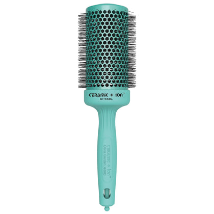 Olivia Garden Ceramic + Ion Round Thermal Hair Brush front view in turquoise