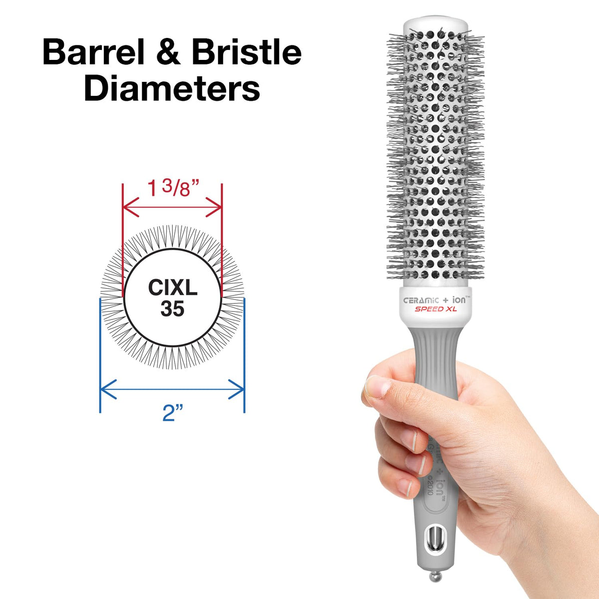 Olivia Garden Ceramic + Ion Speed XL Round Hair Brush side view