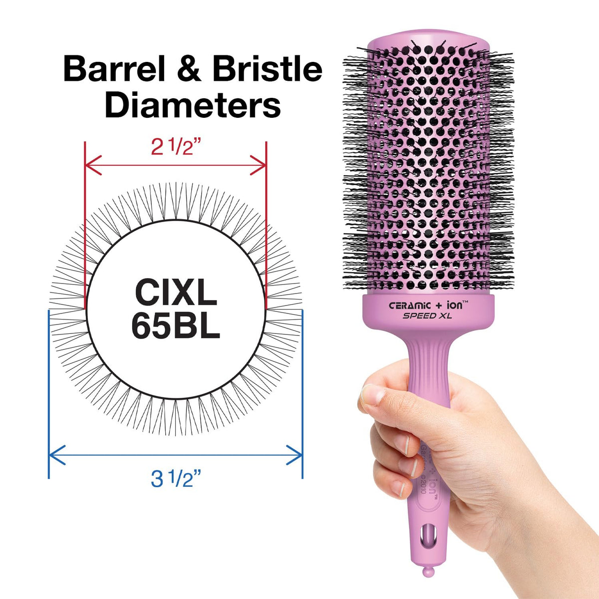Olivia Garden Ceramic + Ion Speed XL Thermal Hair Brush barrel close-up