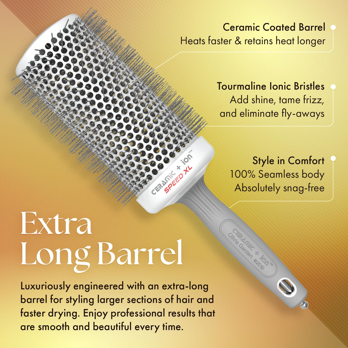 Olivia Garden Ceramic + Ion Speed XL Thermal Hair Brush close-up of bristles