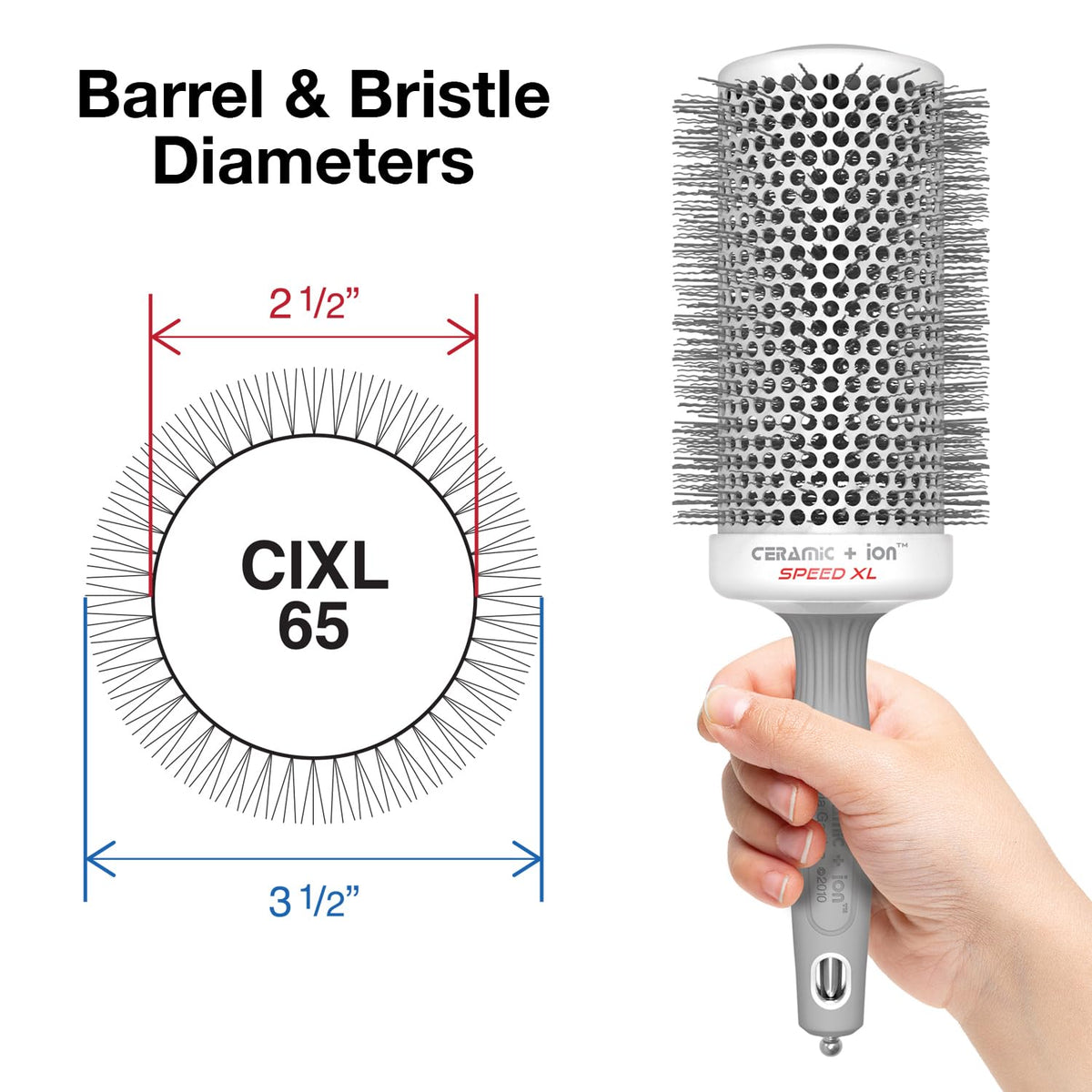 Olivia Garden Ceramic + Ion Speed XL Thermal Hair Brush side view