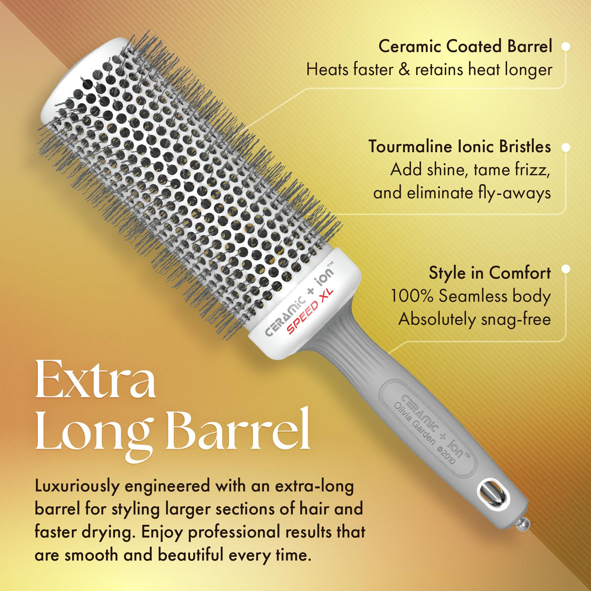 Olivia Garden Ceramic + Ion Speed XL Thermal Hair Brush with sectioning pick