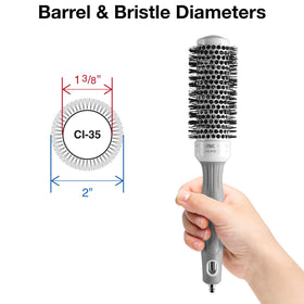 Olivia Garden CI-35 hair brush showing barrel and bristles