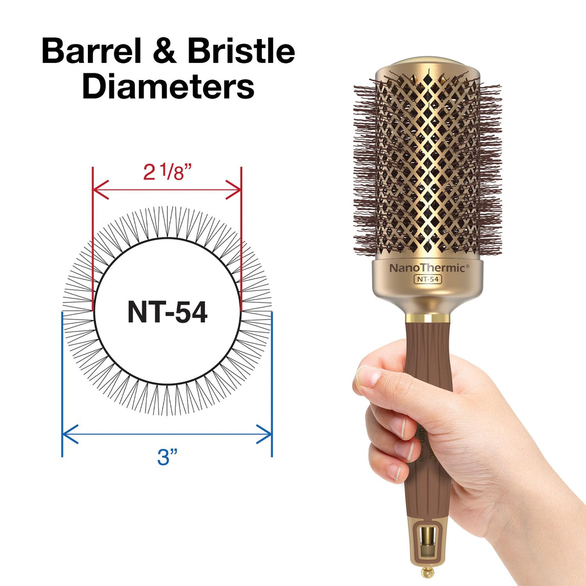 Olivia Garden NanoThermic Round Brush 2 1/8" showing barrel and bristles