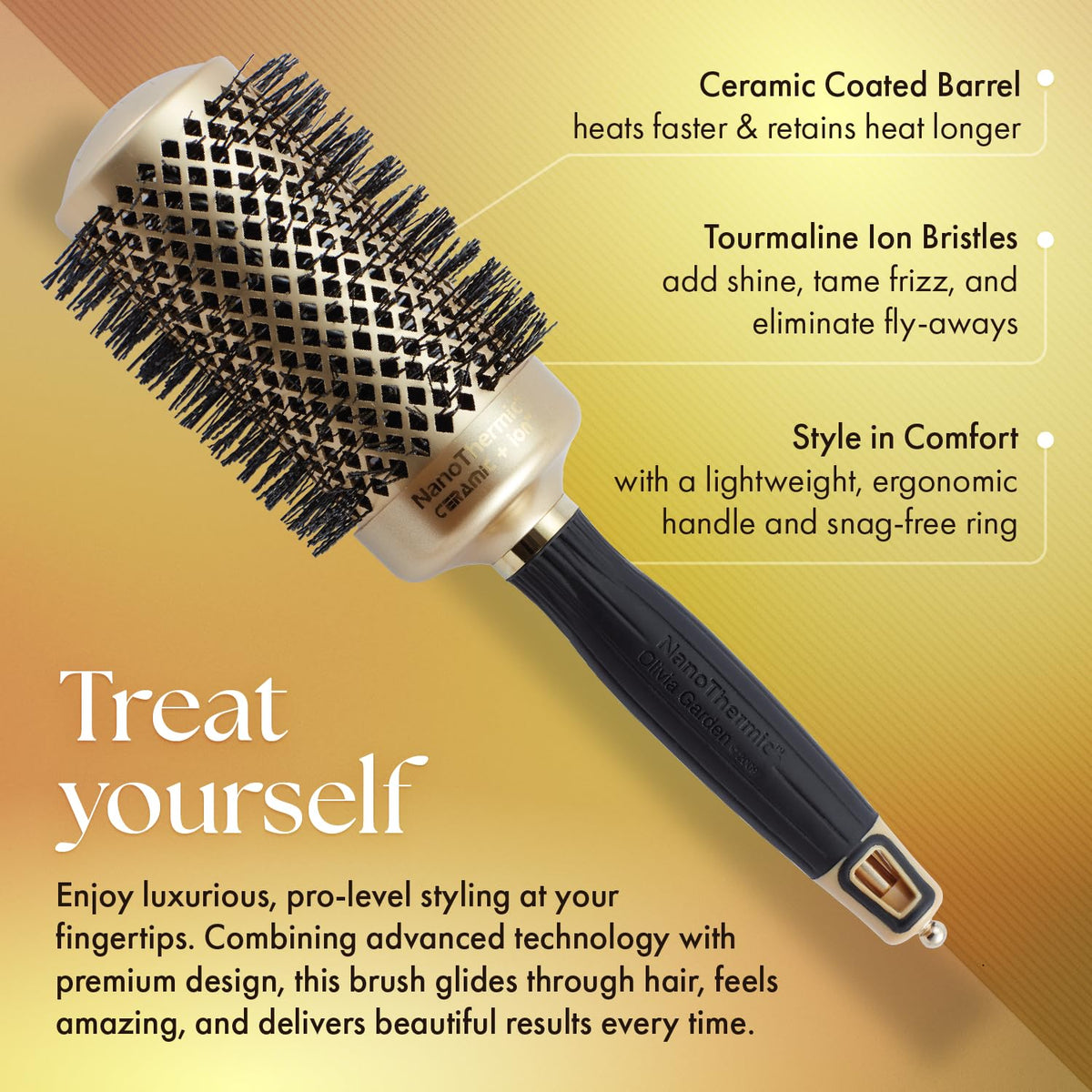 Olivia Garden NanoThermic Round Brush 2 1/8" with sectioning pick