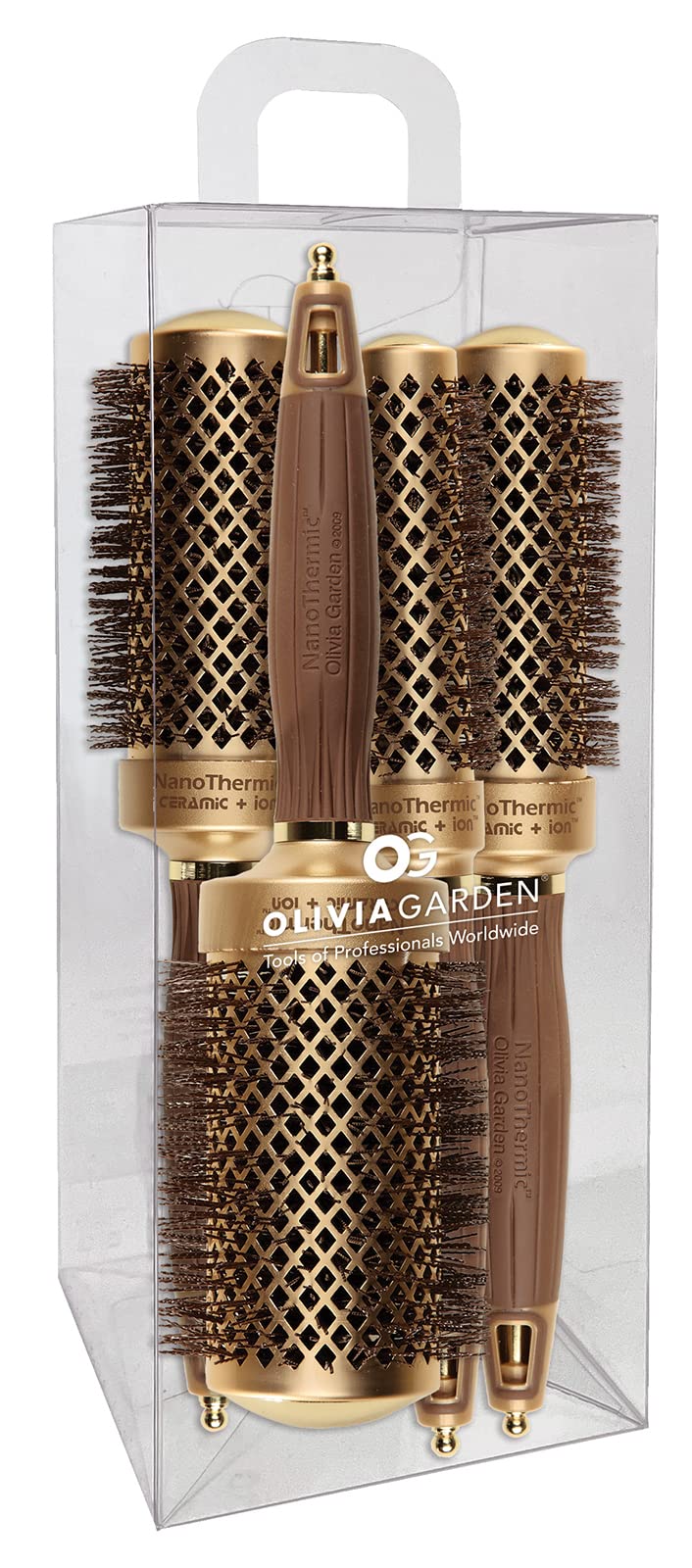 Olivia Garden NanoThermic round brush front view with ceramic barrel