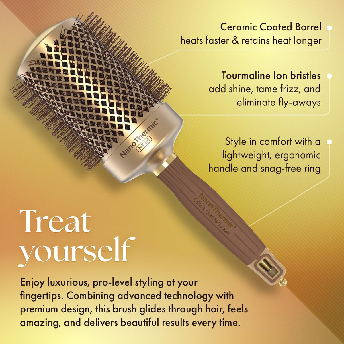 Olivia Garden NanoThermic Round Brush NT-64 with packaging