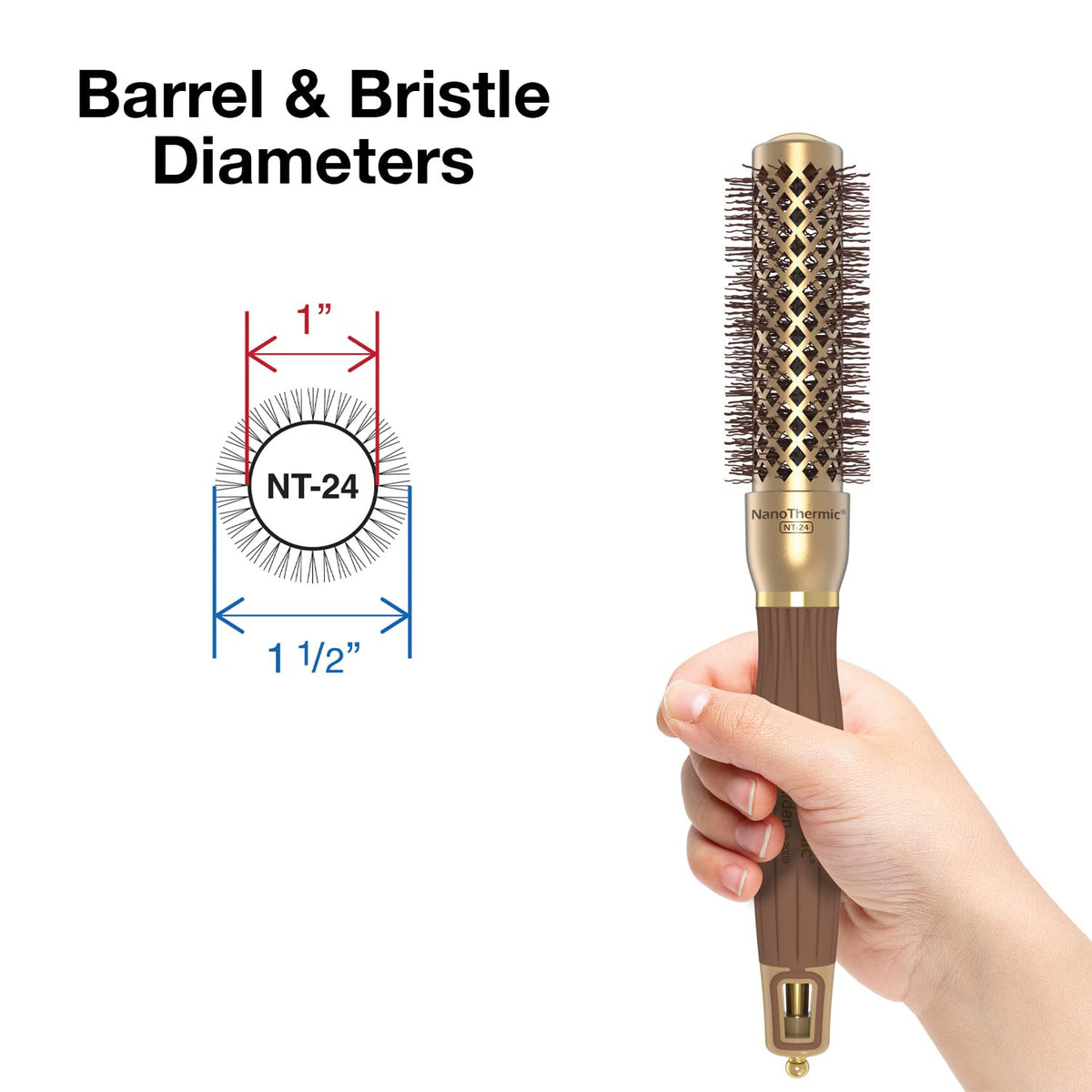 Olivia Garden NanoThermic Round Brush showing barrel and bristles