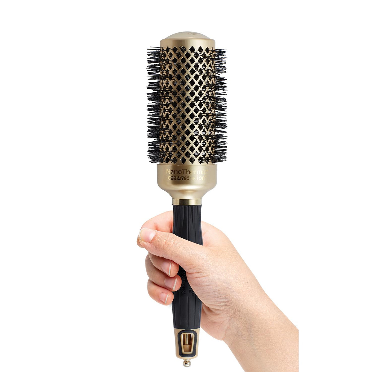 Olivia Garden NanoThermic Round Brush showing turbo barrel and bristles