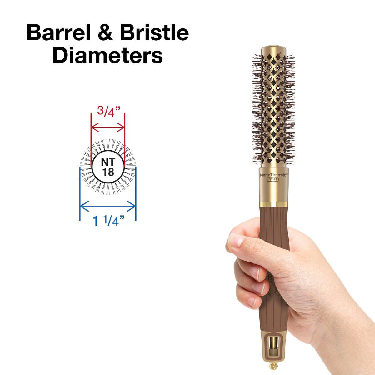 Olivia Garden NanoThermic Round Brush side view showing bristles