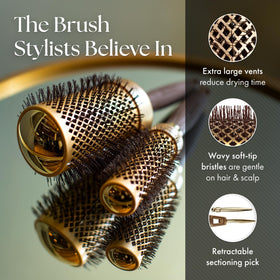 Olivia Garden NanoThermic Round Brush with retractable sectioning pick
