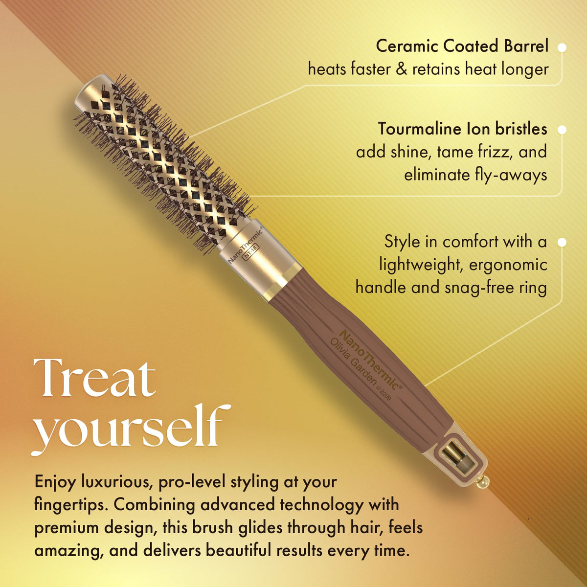 Olivia Garden NanoThermic Round Brush with sectioning pick