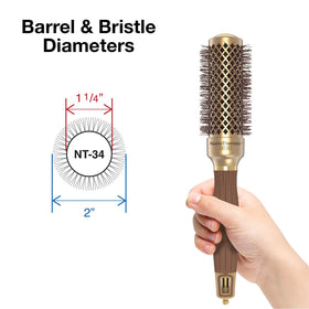Olivia Garden NanoThermic round hair brush showing ergonomic grip handle