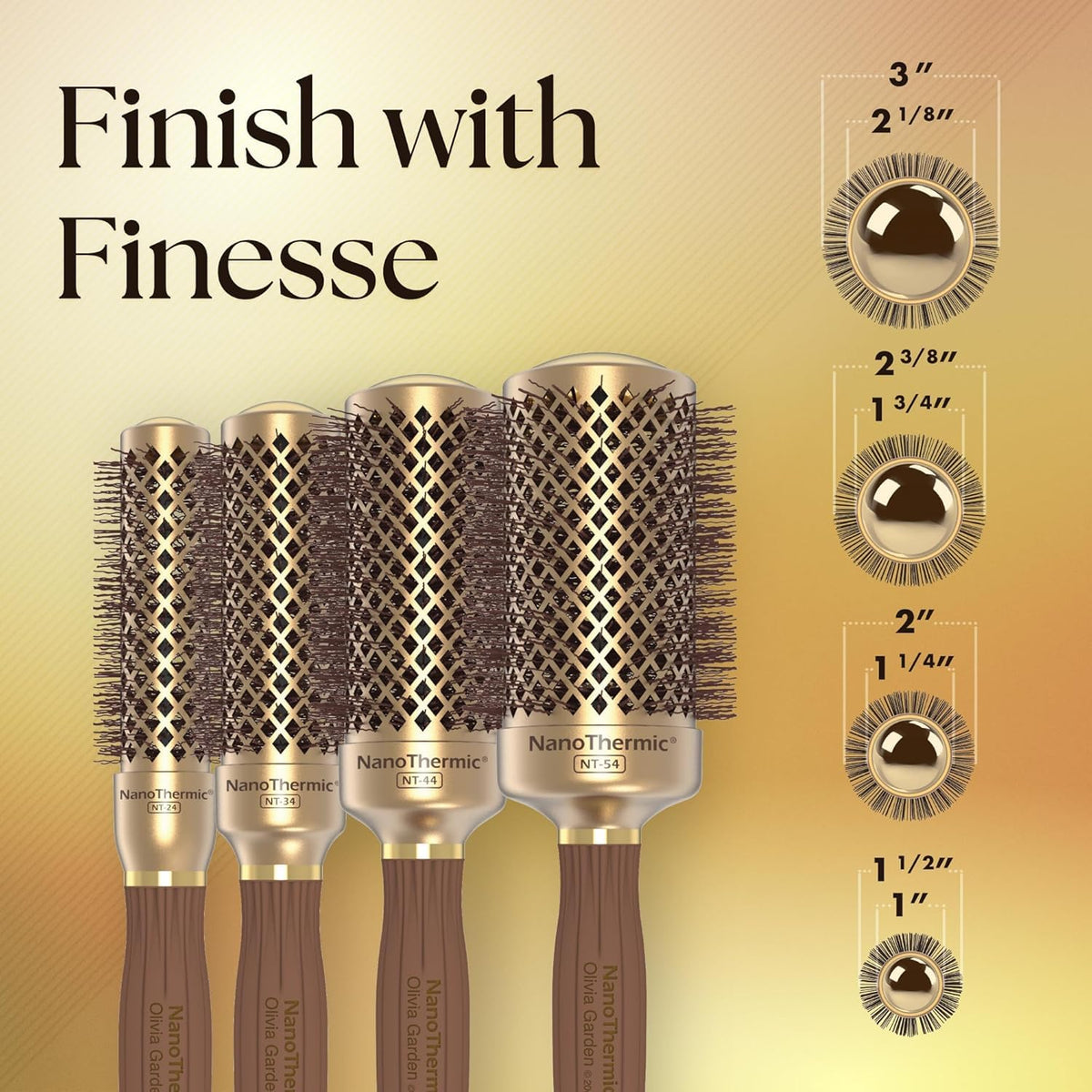 Olivia Garden NanoThermic Round Hair Brush with ergonomic handle