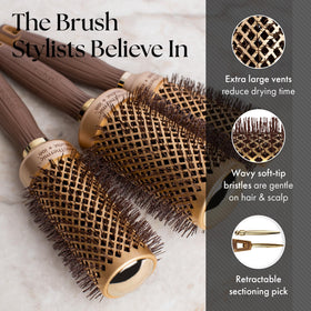 Olivia Garden round brush with sectioning pick displayed