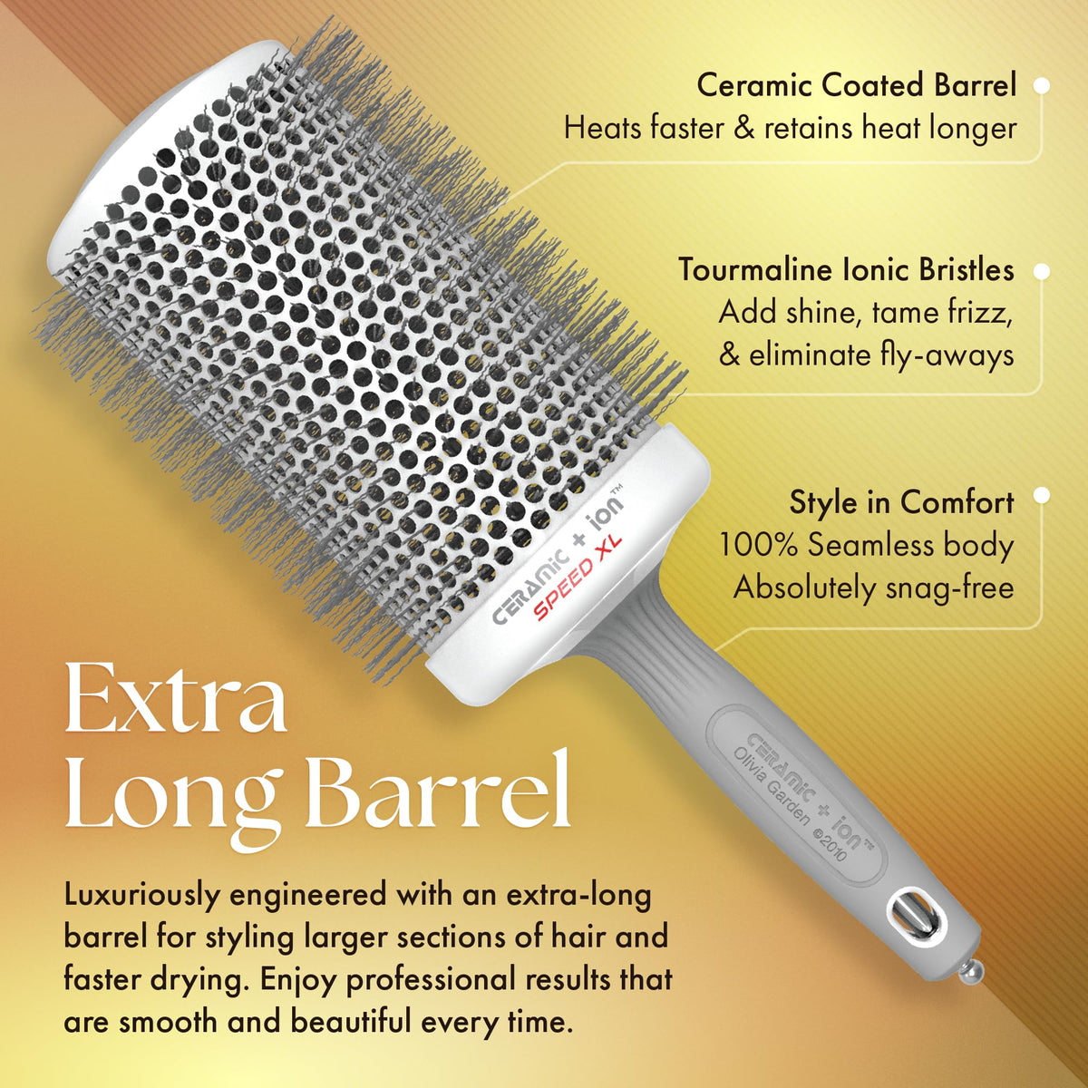 Olivia Garden Thermal Hair Brush showing anti-static bristles