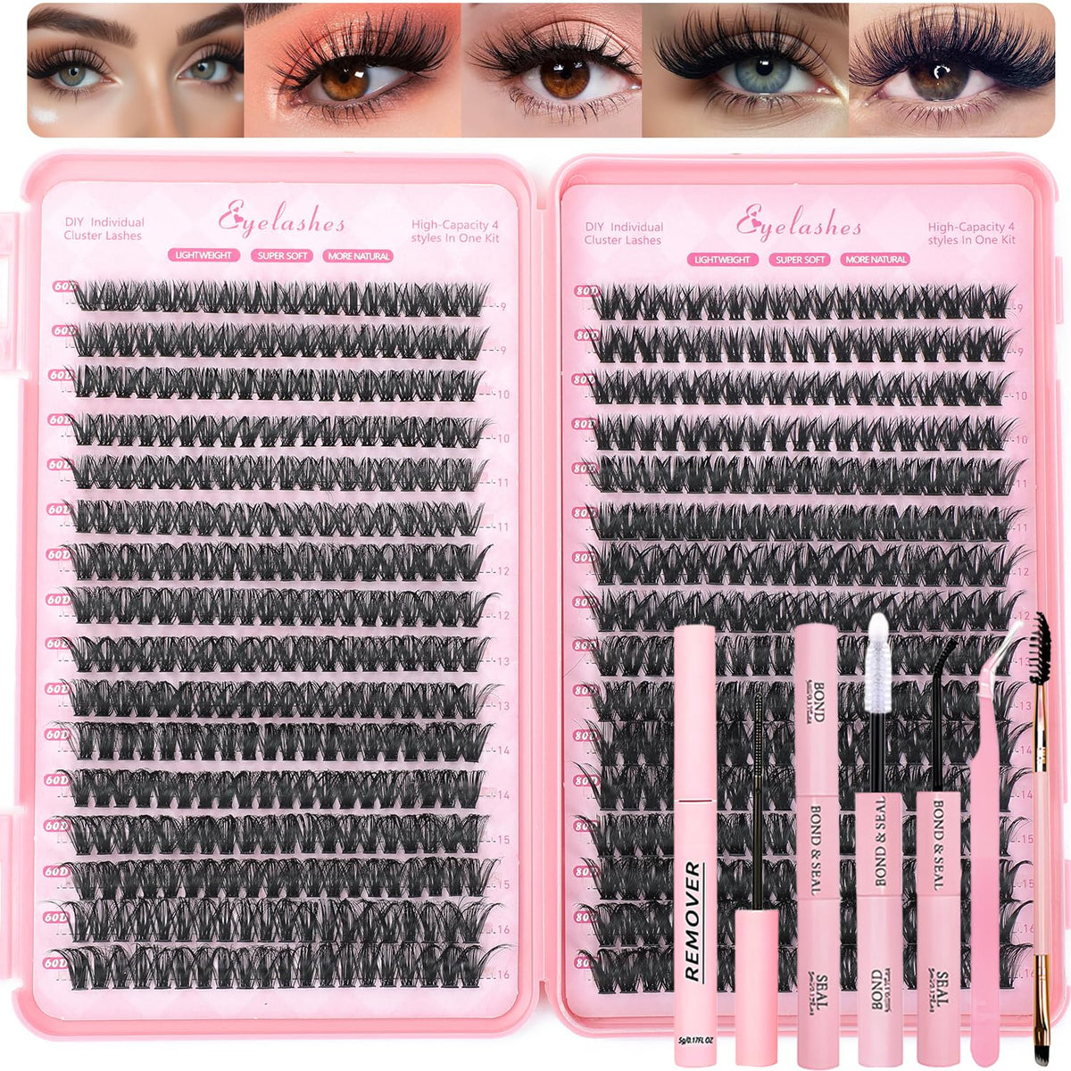 OLLAVO Lash Clusters Kit 640 Pcs with various lash lengths