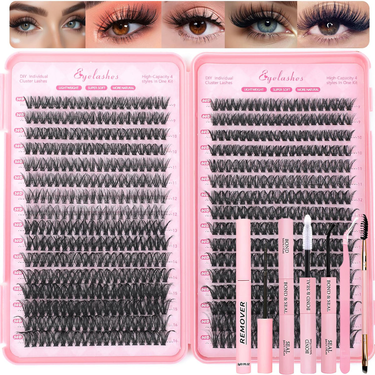 OLLAVO Lash Clusters Kit with 640 pcs eyelashes and accessories