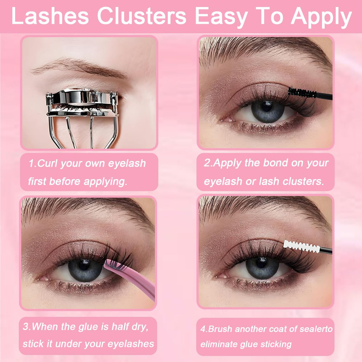 OLLAVO Lash Clusters Kit with lashes applied on model