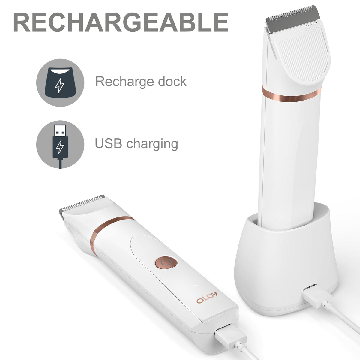 OLOV Electric Body Hair Trimmer close-up of ceramic blade