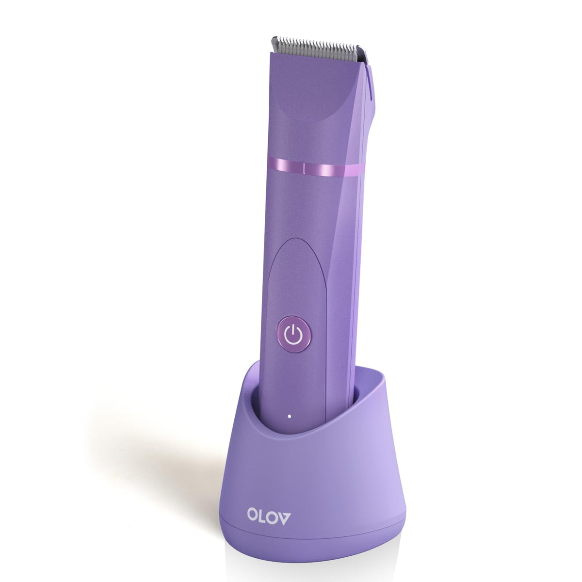 OLOV Electric Body Hair Trimmer front view, bright purple