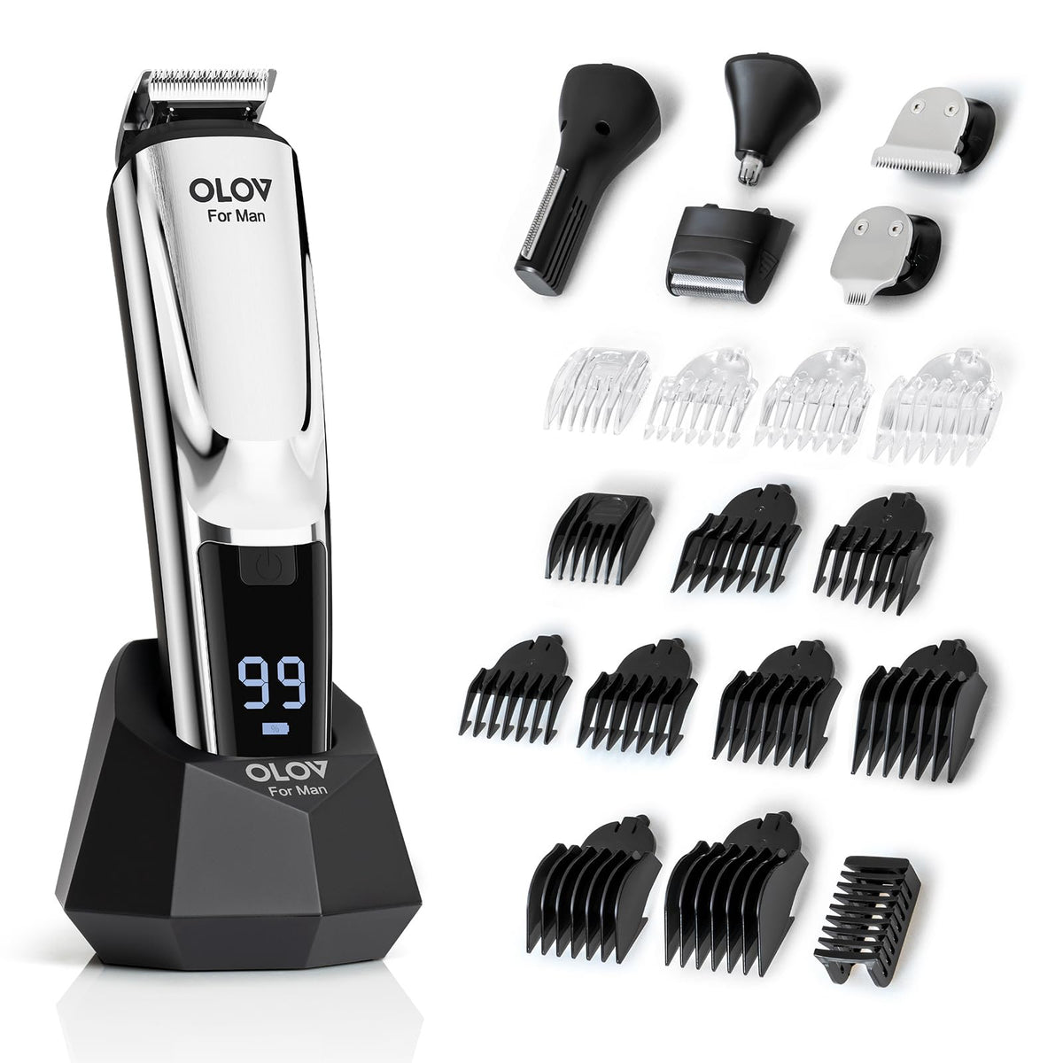 OLOV For Man Beard Trimmer 21 Piece Grooming Kit front view