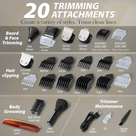 OLOV For Man Beard Trimmer attachments laid out