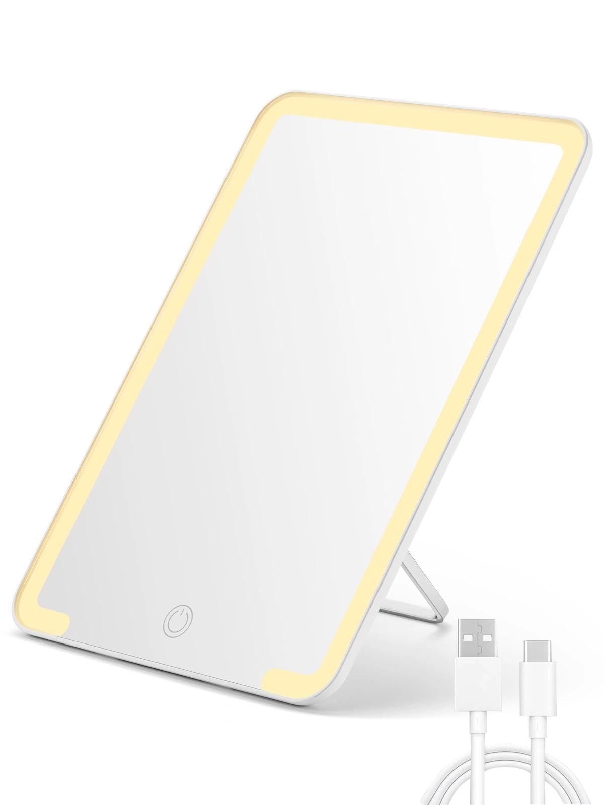 OMIRO 10 x 7 in Lighted Makeup Mirror front view with adjustable brightness
