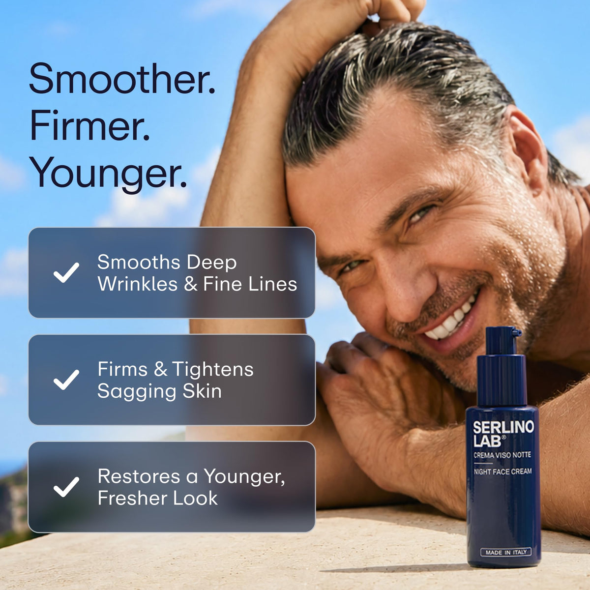 Omnis Uomo Night Face Cream with ingredients displayed
