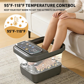 Omnqira foot spa bath with user enjoying a massage