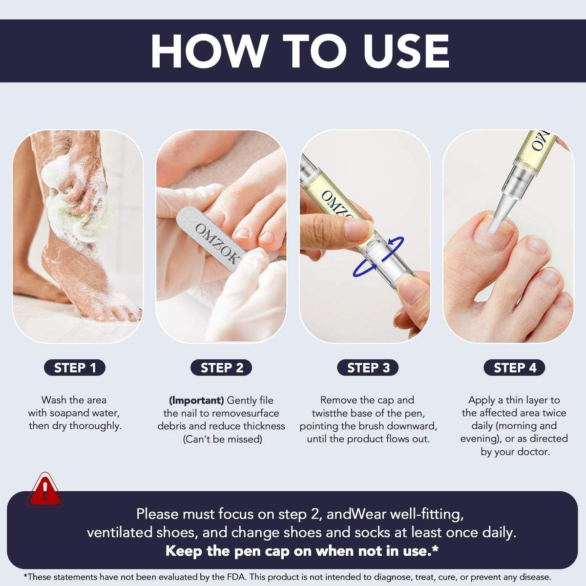 OMZOK Toenail Fungus Pen in bathroom setting
