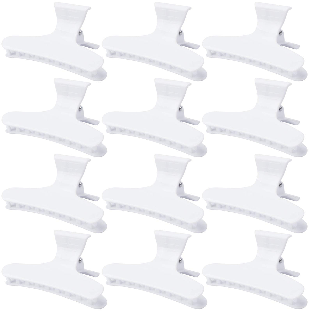 Ondder hair clips front view, 12 pack in white
