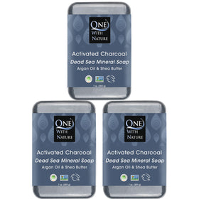 One With Nature Activated Charcoal Soap 3-Pack front view