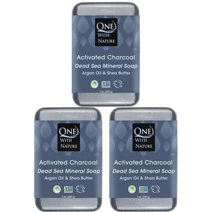 One With Nature Activated Charcoal Soap 3-Pack front view