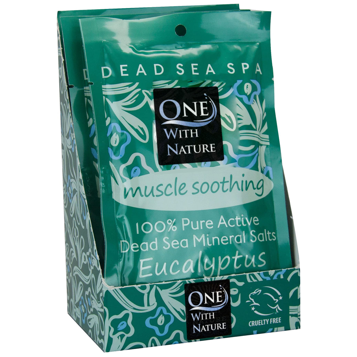 One With Nature Dead Sea Salt 2.5oz eucalyptus packet front view