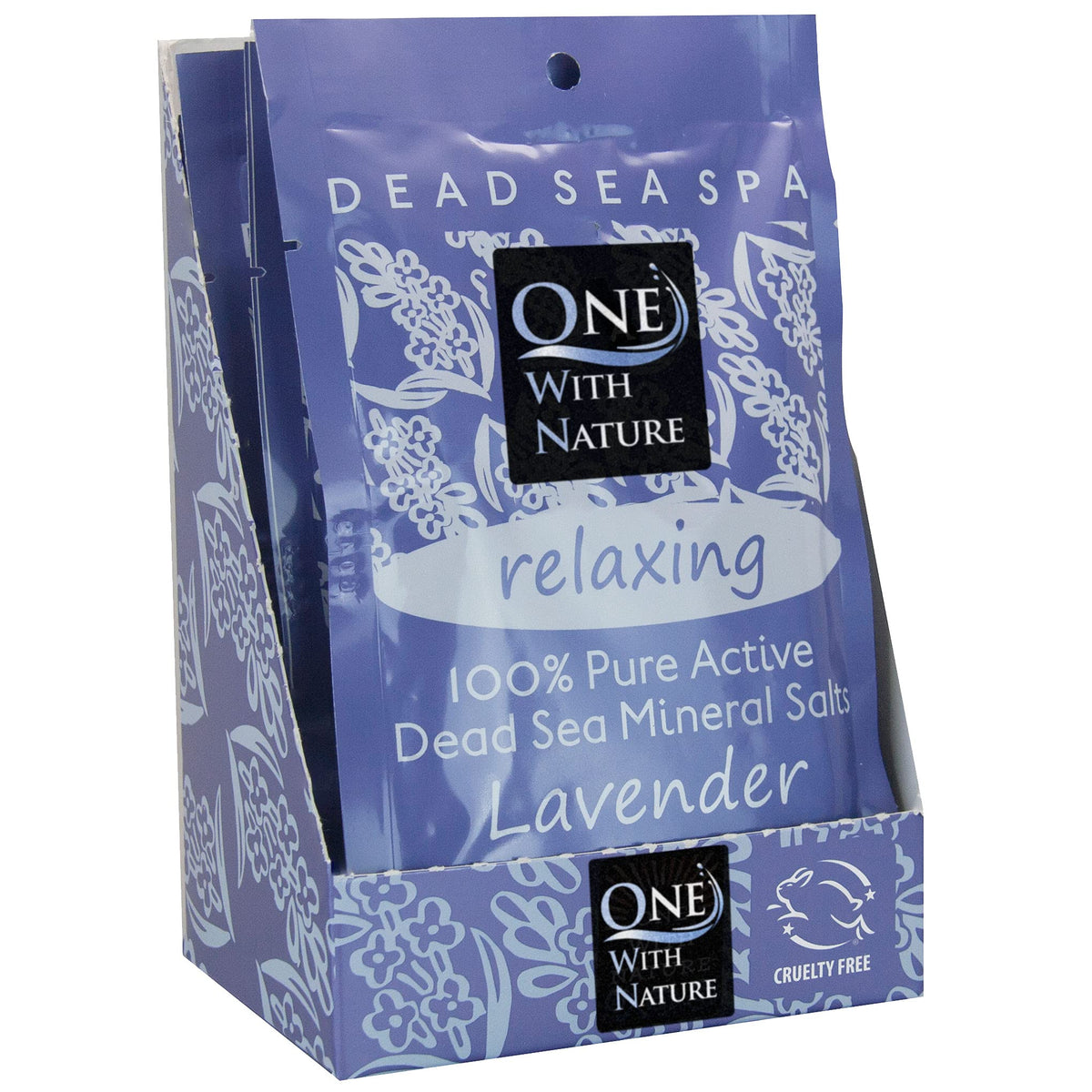 One With Nature Dead Sea Salt Bath Lavender 2.5oz pack front view