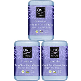 One With Nature Dead Sea Salt Lavender Soap 3-Pack front view
